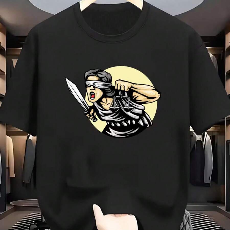 Printed T-Shirt For Men And Women - Black - View 1