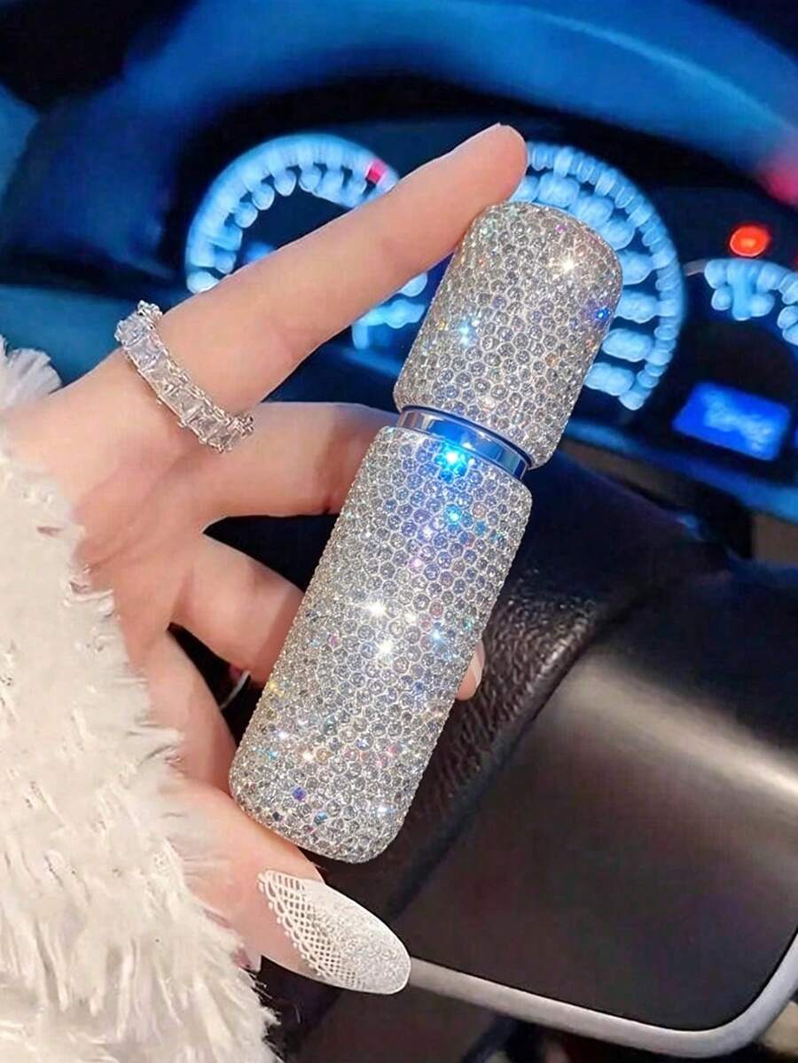 Mini Refillable Perfume Spray Bottle, Travel Perfume Atomizer, Glitter Perfume Bottle, Crystal Perfume Bottle, Pocket Size, Travel Essential, Travel Organizer, Beach, Summer Vacation, Back To School, School Supplies, Holiday Camping, Holiday Essential Accessories, Women's Perfume, Men's Perfume - Silver - View 1