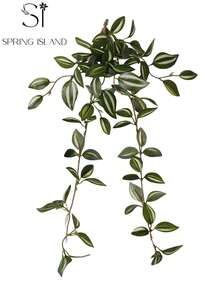 1/2/3件人造植物藤蔓裝飾，四款可選：A 紅眉葉、B 綠眉葉、C 胡椒草、D 網紋薄荷葉，綠色裝飾，不含花盆，適合全年裝飾，適用於學校宿舍、辦公室、派對、生日、居家裝飾、酒店、餐廳、客廳、臥室、婚禮、情人節、春夏裝飾、復活節裝飾、廚房與花園裝飾 - 綠色 - 查看 16