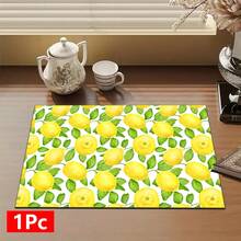 1pc Lemon Pattern Printed Absorbent Dish Drying Mat, Espresso Machine Countertop Absorbent Mat, Sink Drain Mat, Soft Faucet Absorbent Mat, Sink Cup Mat, Kitchen & Bathroom Accessories - Multicolor - View 13