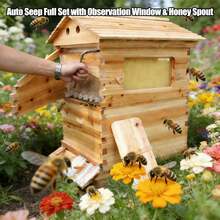 Bee Hives Boxes Starter Kit, Beekeeping Equipment, Easy To Use, Ideal For Honey Production, With 7 PCS Upgraded Auto Frame Comb-Beehive Box Honey Free Harvesting Wood - 預設 - 查看 2