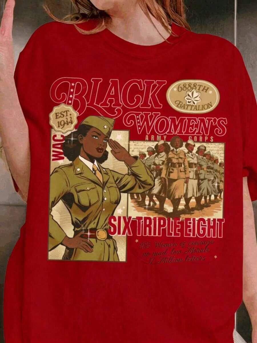 conjuntos de mujer202610-Piece Set Of Women's WAC Shirts - 6888th Six-Three-Eight  Army Uniforms |   BHM Apparel |   Historical Reproduction |   Dual-Purpose Machine-Washable Corset Top For Themed Parties And Everyday Wear |   Suitable For Spring, Summer, And Autumn, Pure Cotton Short Sleevescoolplayeras de mujer - Rojo - Ver 1