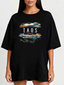 Camiseta vintage de senderismo al aire libre de las Montañas Taos, Nuevaéxico, camiseta de cuello redondo deportiva de verano para mujeresConjuntos de Vacaciones de Verano 2026 - Negro - Ver 1