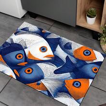 1pc Abstract Fish School Pattern Silica Gel Carpet, Easy To Clean, 3D Printed Rectangular Rug, Suitable For Entryway, Living Room, Kitchen, Bedroom, Hallway, Bathroom, Laundry Room - Polyester Carpet, Suitable For Indoor And Outdoor Home Decor - Multicolor - View 4