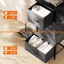 Fabric Storage Dresser With 9 Drawers, Steel Frame And Wooden Top For Bedroom, Closet And Entryway - Grey - View 8