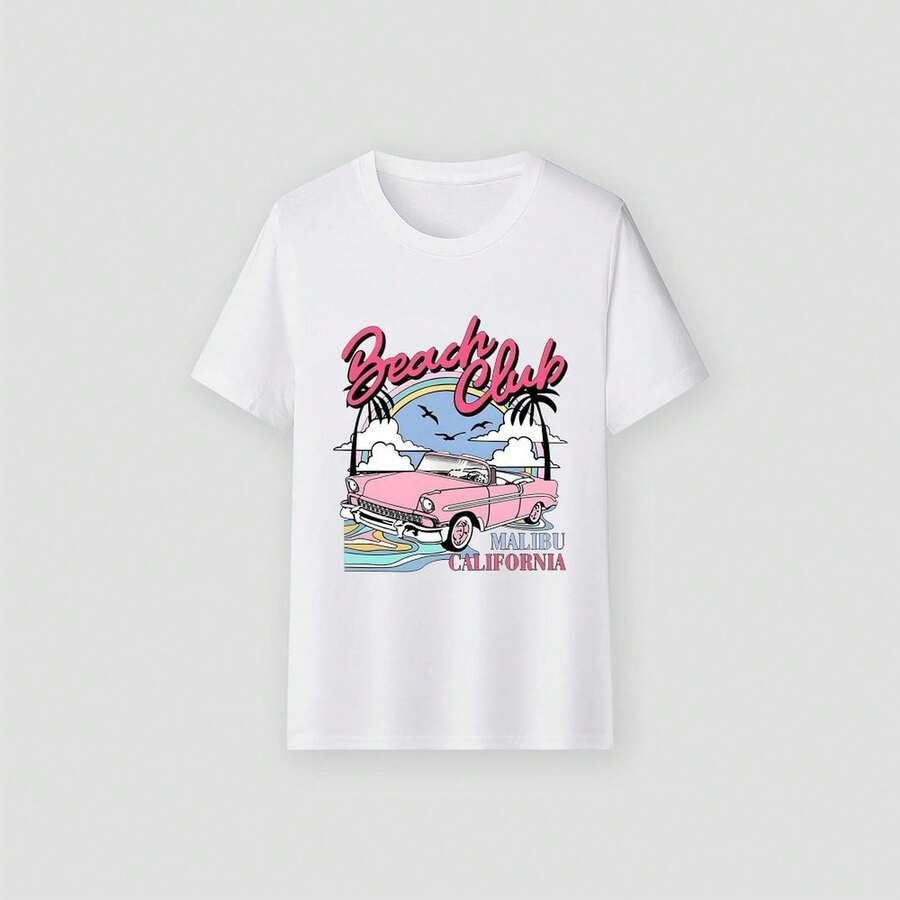 Camiseta Retro para Primavera y Verano, Holgada, Casual, de Cuello Redondo, Tela Cómoda, Camiseta de Algodón, Ropa Casual - Blanco - Ver 1
