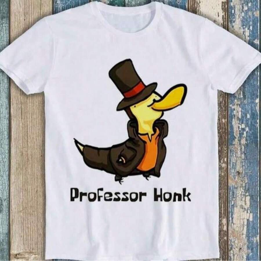 Camiseta informal de mujerClassic White Cotton T-Shirt With Unique Graphic Print, Unisex Crew Neck Short Sleeve, Lightweight Breathable Fabric, Comfortable Loose Fit, Suitable For All Seasons, Perfect For Casual Outfits, Gifts For Friends FamilyProfessor Honk Funny Layton Untitled Goose Game Video Gaming Switch Online Hon Meme Gift Gamer Movie Music Top Adult Tee T Shirt T919,Camisetas para hombre, camisetas para niños, camisetas con estampado de gatos y perros, camisetas para uso diario, camisetas de apoyo a la Copa del Mundo, camisetas de la Copa del Mundo 2026, camisetas estampadas, ropa de Pascua, - Blanco - Ver 1