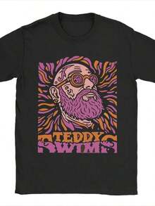 Teddy Swims T-Shirts For Men  Awesome 100% Cotton Tees Crewneck Short Sleeve T Shirts Gift Idea Clothes. Printed T-Shirt - Black - View 1