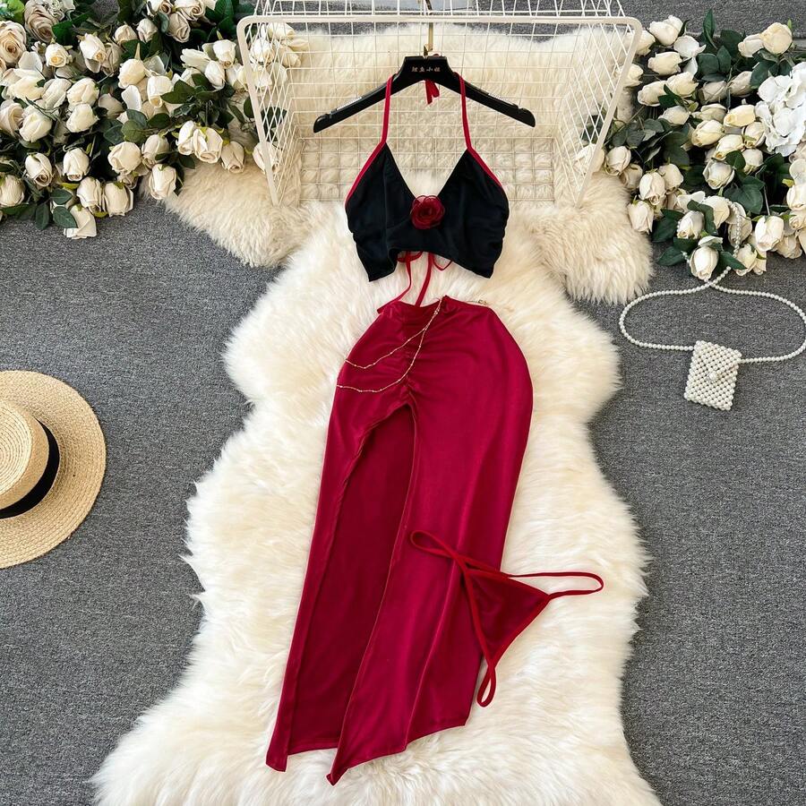 Vestido ajustado de Navidad para mujer, Vestido corto con lentejuelas y tirantes rojos, vestido de noche Sexy ajustado para fiesta y Club, minivestido erótico de conejito para Cosplay - QD219-Rojo - Ver 1