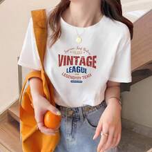Women's Apricot Short-Sleeved T-Shirt, New Summer Fashion, Round Neck, Loose Fit, Slimming Effect, Top For Petite People, Comfortable And Loose T-Shirt, Fashionable T-Shirts. - 白色 - 查看 4