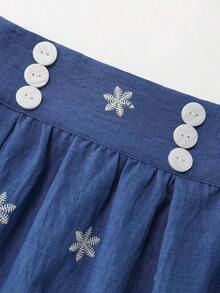 Falda casual de lunares para mujer, sencilla y de moda para uso diario - Celeste - Ver 3