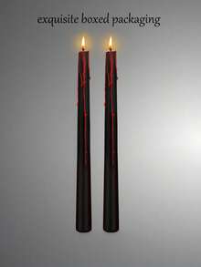 10/5/2pcs Black Exterior Red Interior Bleeding Candles, Suitable For Halloween - Shiny Single Wick Candles - Perfect For Home Decor, Weddings, Birthdays And Romantic Dinners - Novel - View 11