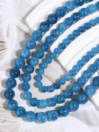 Hạt đá Apatit xanh tự nhiên, hình tròn, dùng làm hạt đệm trang sức, phụ kiện vòng tay, dây chuyền DIY, kích thước 6/8/10mm.