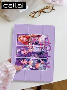1个K-POP动漫女孩设计平板电脑保护套，兼容iPad 10.2英寸（2021/2020款，第十/九/八代，A16芯片）、11英寸（第十一代，2025款）、Galaxy Tab A8 10.5英寸（2022款），带笔槽，支持自动休眠/唤醒功能。 - 彩色 - 查看 4
