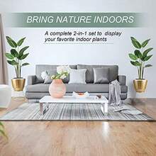 Metal Plant Stand with Pot 12" - Decorative Metal Plant Holder Stand Indoor Gold Plant Stand Modern Flower Potted Rack for Corner Display Living Room Office Modern Home Decor - 17.5" Tall - Aire - Ver 3