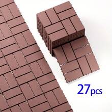 27/44pcs Interlocking Outdoor Plastic Floor Tiles (30.48cm X 30.48cm) - Slip-Resistant Deck Tiles For Patio, Poolside, Backyard - Easy Installation - XBK (27PCS) - Brown - View 8