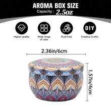 6 piezas Frascos de vela estilo bohemio con tapas estampadas, perfectos para principiantes en la fabricación de velas. Estos recipientes versátiles se pueden utilizar para almacenamiento o fabricación de velas, lo que los convierte en regalos ideales - Patrón bohemio - Ver 4