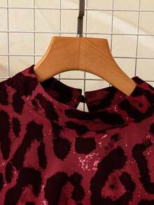 Vestido de verano para mujer de unicolor con mangas cortas, cuello alto, cintura plisada, para vacaciones y playa - Multicolor 10 - Ver 3