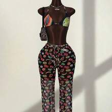 Traje de Baño Bikini de Tres Piezas con Estampado y Cuello Halter para Mujer, Sexy y a la Moda, Novedad 2026 - Conjunto de bikini de tres piezas 9379 - Ver 4