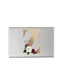 Red Flowers And Gold Letters A-Z Initial Pattern Slim Card Case Minimalist Aluminium Metal Wallet RFID Privacy Protection Credit Card Holder ID Business Card Pouch Portable Card Organizer Thin Metal Purse Multifunctional Card Storage Box For Daily - Multicolor - View 21