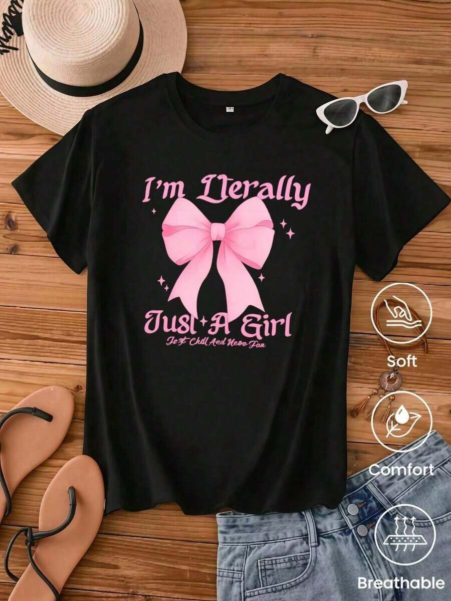 Camiseta de cuello redondo y mangas cortas de ropa fashion, fabricada en México, para la temporada primavera-verano 2025. Con estampado de dibujos animados, es un modelo de pareja, apta para usar tanto por dentro como por fuera, ideal para oficina y estilo casual, diseñada para hombres y mujeres, en unidad individual. - Negro - Ver 1