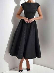 Vestido largo liso sin mangas espalda al descubierto elegante y sensual primavera 2026 - Negro - Ver 2