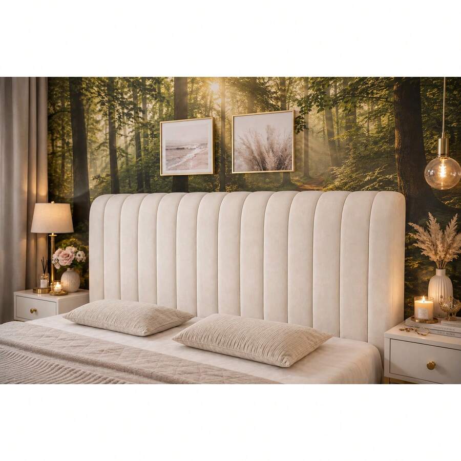 180x65cm Thickened Anti-Collision Headboard Cover, Universal Headboard Protector Cushion - Beige - View 1