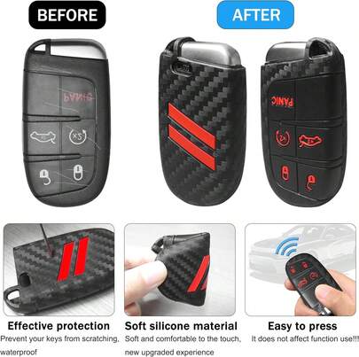 YOSRTER Key Fob Cover With Keychain For Dodge Charger Durango Challenger Journey Key Fob Case Shell For Dodge Accessories
