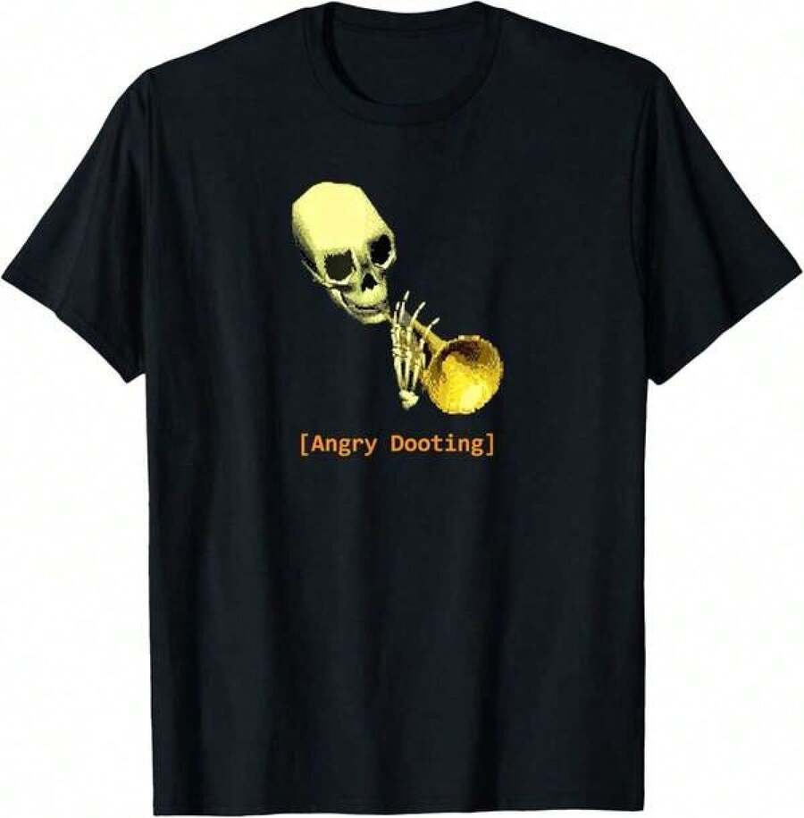 Camiseta versátil 2026Angry Dooting Meme Design Funny Lo Res Halloween Skeleton T-Shirt,Camisetas para hombre, camisetas para mujer, estampados de anime, ropa imprescindible para apoyar el Mundial, camisetas gráficas para niños, adecuadas para el uso diario, camisetas para hombre, camisetas con temática de verano de 2026 - Negro - Ver 1