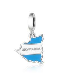 1 Set 925 Sterling Silver Travel & Patriotic Theme Pendant Set, Including Map, Statue Of Liberty And Black Cubic Zirconia Flower Pendant, Suitable For Bracelet, Hypoallergenic Jewelry Gift - Silver - View 8