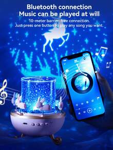 1pc OneFire Music Box Star Projector Night Light, RGB Ambient Lamp, Comes With 6 Projection Slides And Bluetooth Speaker, Creative Gift For Children And Girls Bedroom Decor - View 7