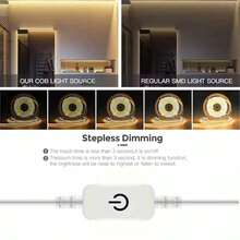 LED Light Strip, USB Powered, Self-Adhesive Cuttable, Touch Control - Long Press To Adjust Brightness, Suitable For Cabinet, Kitchen Lighting, TV Backlight, DIY Bedroom Home Decor Lighting - Warm Light - View 2