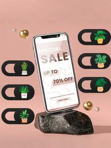 3 piezas Cubierta de privacidad deslizante para cámara web de planta linda - Adecuada para cámara de portátil/teléfono/tableta Accesorio de protección de cámara web ultra delgado Cubierta deslizante de cámara anti-hacker - Multicolor - Ver 3