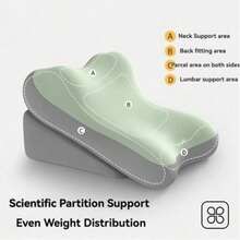 Nursing Backrest Cushion, Memory Foam Backrest Cushion, Two-Piece Adjustable Bed Wedge Pillow, Comfortable Reading Support Pillow, Multi-Functional Lumbar Support, And Non-Slip Lifting Mat. - Beige - View 4