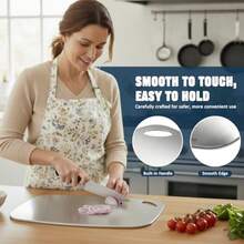 Juego de 3 tablas de cortar de acero inoxidable 100% puro de doble cara tabla de cortar para cocina apto para lavaplatos para carne verduras o frutas S+M+L - Acabado en acero inoxidable - Ver 8