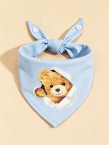 1 pieza Pañuelo de poliéster suave y cómodo con diseño de dibujos animados, adecuado para uso en interiores y exteriores de gatos y perros - Azul - Ver 2
