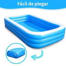 AFINYQBET Alberca Inflable Familiar 260*170*60 cm - PVC Grueso Anti-UV 3 Camaras Independientes y Valvula de Drenaje Grande - Ideal para Jardin Patio Terrazas y Familias con Niños - Azul - Ver 5