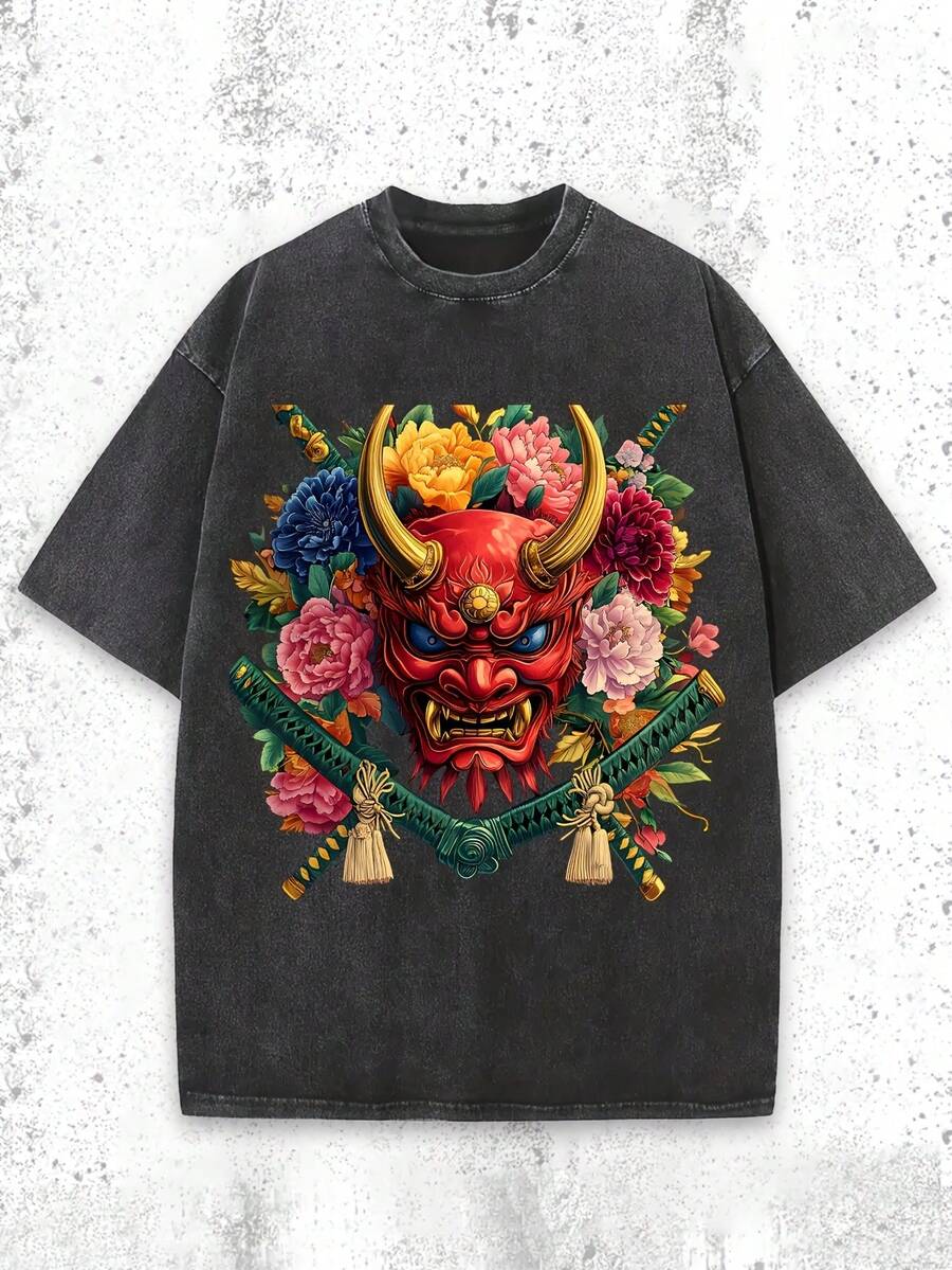 Camiseta casual vintage cómoda y lavada para mujer, camiseta de manga corta con cuello redondo,% algodón lavado y versátil para hombre, adecuada para uso diario y atuendos de, estilo unisex. - Negro - Ver 1