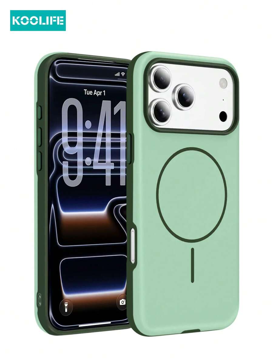 Koolife 1pc Dual-Tone Matte Magnetic Phone Case, PC+TPU Shockproof Protective Cover With MagSafe, Compatible With Apple 17/17 Pro/17 Pro Max/16/15