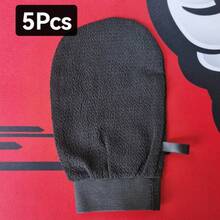 1 pieza Guantes de baño exfoliantes suaves - Guantes exfoliantes Hammam de doble cara para Body y rostro - Cepillo de baño de limpieza profunda, elimina el bronceado y masajea - negro - Ver 10