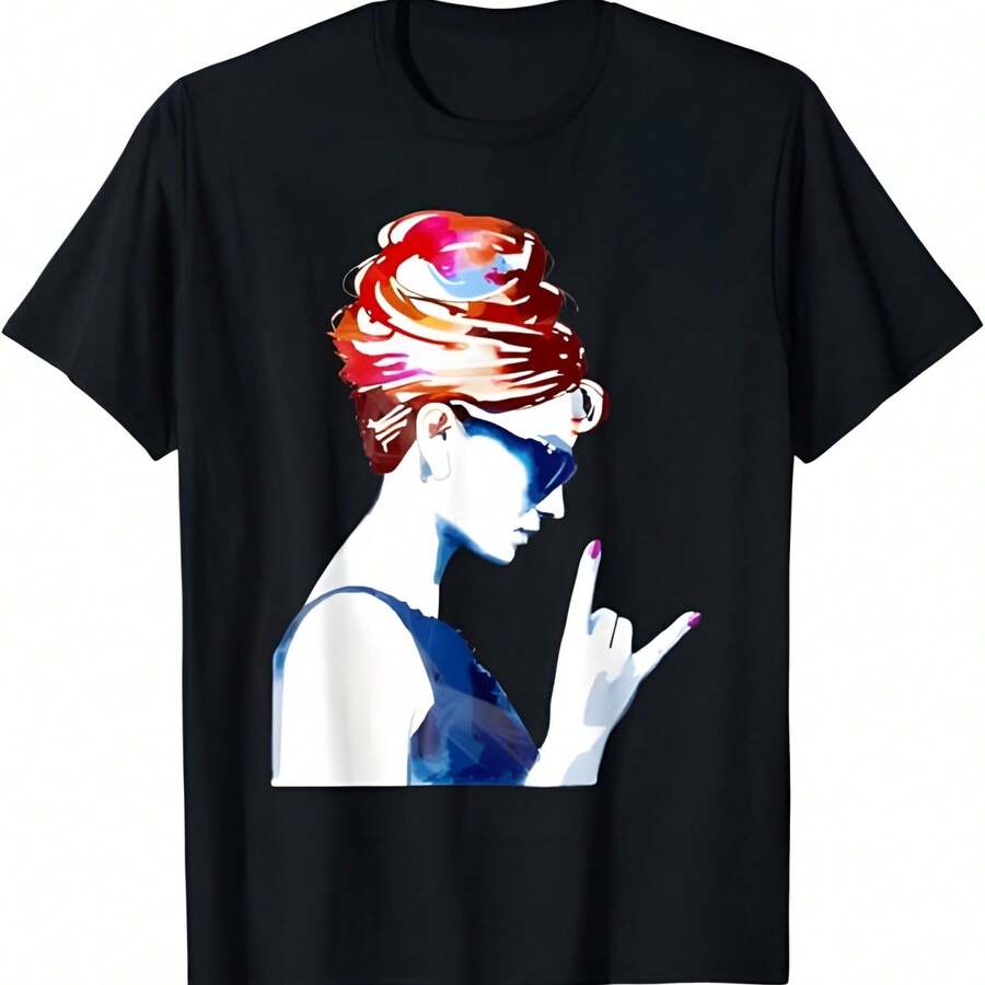 Camiseta Vintage Hollywoods Rock N Roll de Hepburn - Negro - Ver 1
