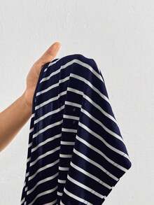 Rompers para mujeres de talla grande, mono informal de rayas, vestidos de verano para mujer, traje de una pieza, mono corto, para dama - Azul marino - Ver 7