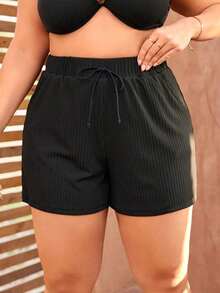 Fondo De Baño De Bolsillo Con Corbata De Cintura Ajustable Para Mujeres De Talla Grande - Negro - Ver 5