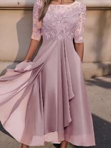 A Robe Fit For An Ethereal Nymph, Chiffon That Flows Like A Breeze, Lace Appliqués With Dreamy Openwork, The Essence Of Light And Romantic Elegance, Perfect For Being The Ideal Muse At Weddings And Celebrations. - 粉紅色 - 查看 3