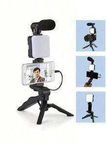 Portable Multifunctional Phone Beauty Fill Light, Desktop Stand, Handheld Selfie Tripod, Live Streaming Light Clip, Pocket-Sized Black Video Light, 3 Lighting Modes Adjustable, Suitable For IPhone, Android, Makeup, Selfie, Vlog, Video Shooting, Ideal For Phone Camera Fill Light, Vlog Equipment, Suitable For Selfie, Live Streaming, Photography And More, Portable Selfie Light, Phone Fill Light - Multicolor - View 3