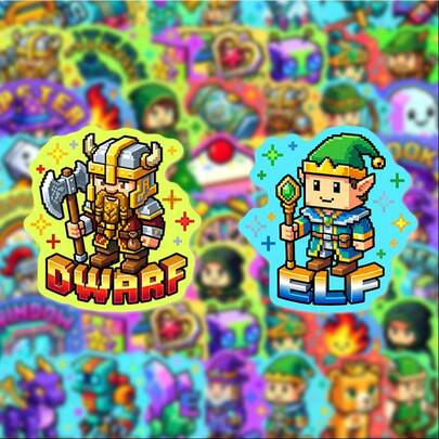 50 piezas Pegatinas de arte de píxeles del mundo de los videojuegos, adecuadas para decorar diarios, portátiles, parachoques de automóviles, monopatines, botellas de agua, computadoras, teléfonos