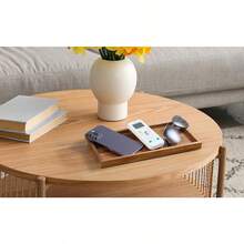 ALELION Bandeja de cambiador de baño de 11.7 pulgadas para mostrador, bandeja decorativa de madera de acacia para aparadores, joyas, dispensador de jabón para encimera de cocina - Madera de acacia - Ver 4