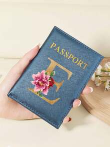 Floral Letter Print Passport Holder Wallet & Card Holder, Slim Travel Purse For Couple, Fits Cards & IDs, Lightweight Portable - Burgundy - View 134