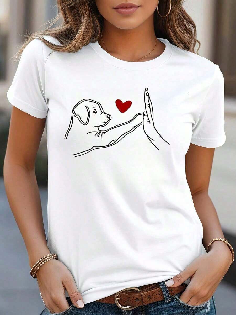 Camiseta Holgada Sencilla Mujer Estilo Moderno Camisetas con Estampados Moda Femenina > Ropa Femenina > Ropa Deportiva Casual para Mujer > Sudaderas y Camisetas Casuales para Mujer > Camisetas Deportivas Casuales para Mujer 100% algodón Camiseta Mujer Estampado Gráfico Verano 2026 - Blanco - Ver 1