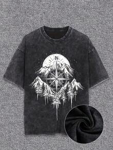 Camiseta casual vintage cómoda y lavada para mujer, camiseta de manga corta con cuello redondo,% algodón lavado y versátil para hombre, adecuada para uso diario y atuendos de, estilo unisex. - Negro - Ver 6